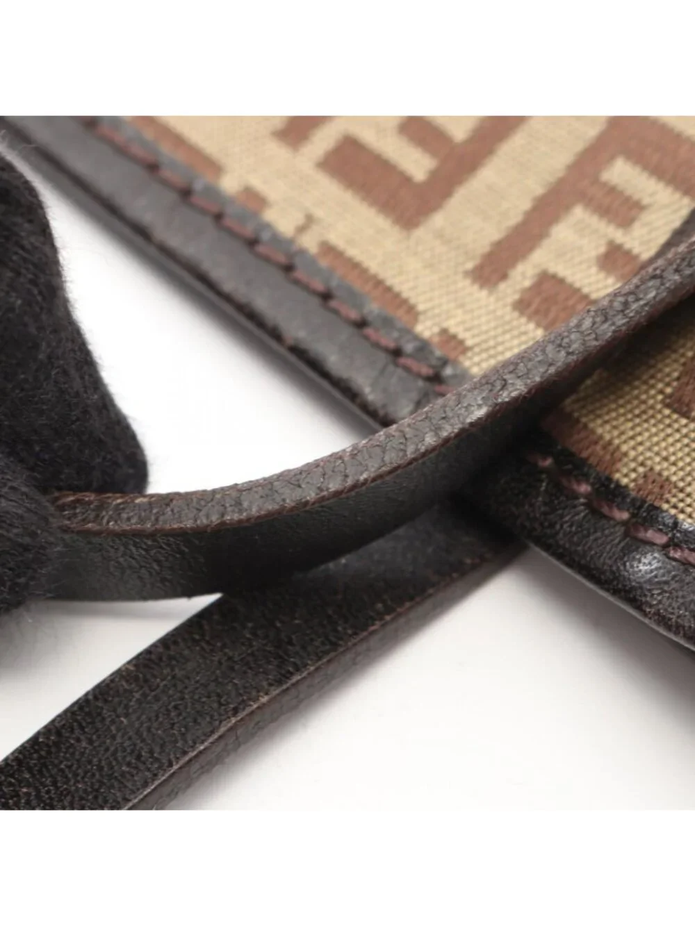 Fendi Tote Zucca Beige Dark Brown Canvas Leather Zucchino Mini Handbag